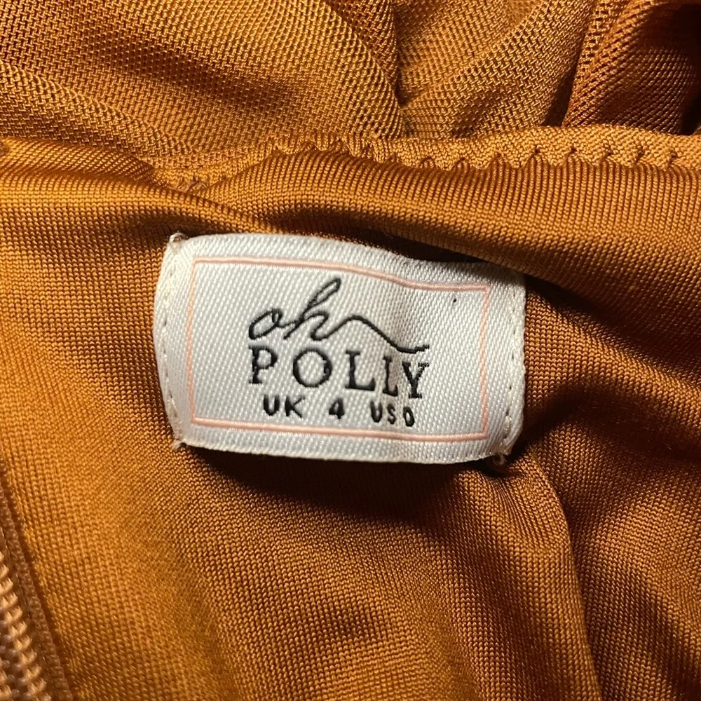 Oh Polly Rust Brown Bodycon Ruched Midi Dress – UK 4 / US 0 - Picture 5 of 5